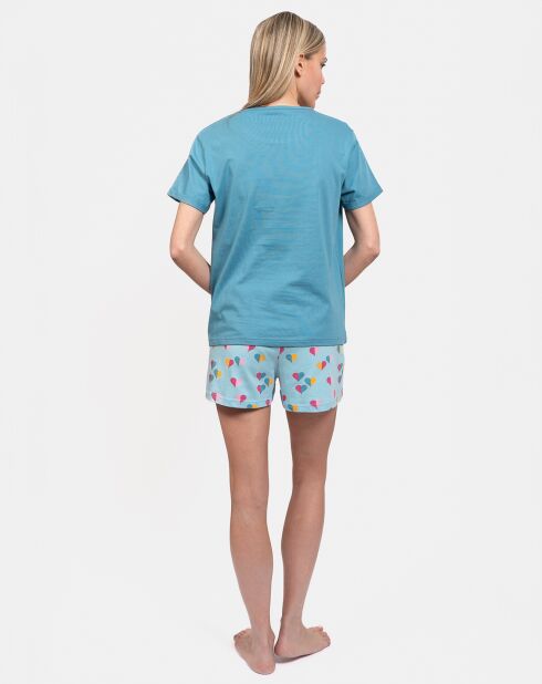 Pyjama court Chantal bleu