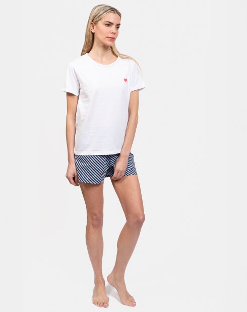 Pyjama court Layla blanc/bleu