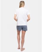 Pyjama court Layla blanc/bleu