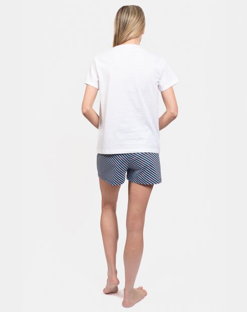 Pyjama court Layla blanc/bleu