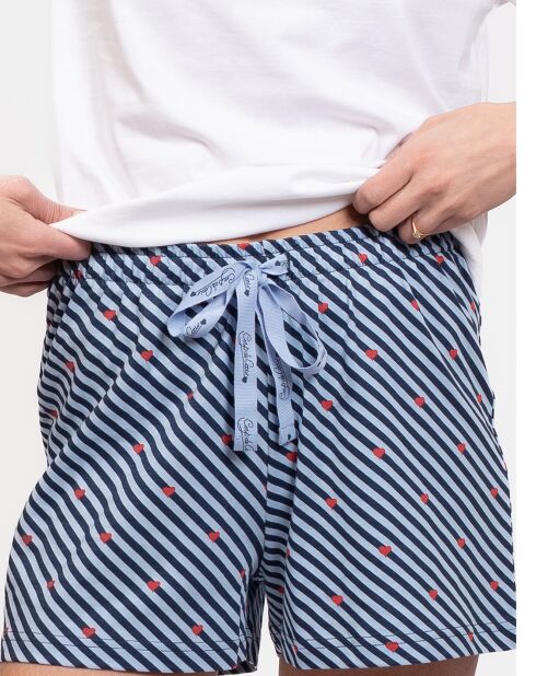 Pyjama court Layla blanc/bleu