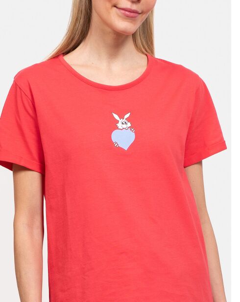 Pyjama court Laureline rouge/bleu ciel