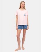 Pyjama court Laurine rose/jean