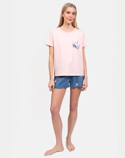 Pyjama court Laurine rose/jean