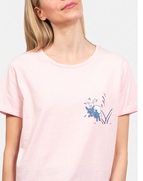 Pyjama court Laurine rose/jean
