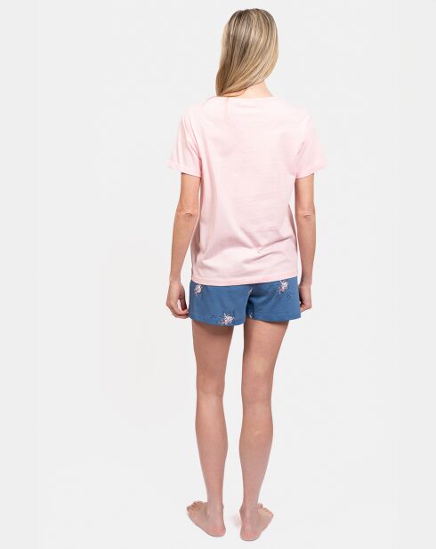 Pyjama court Laurine rose/jean