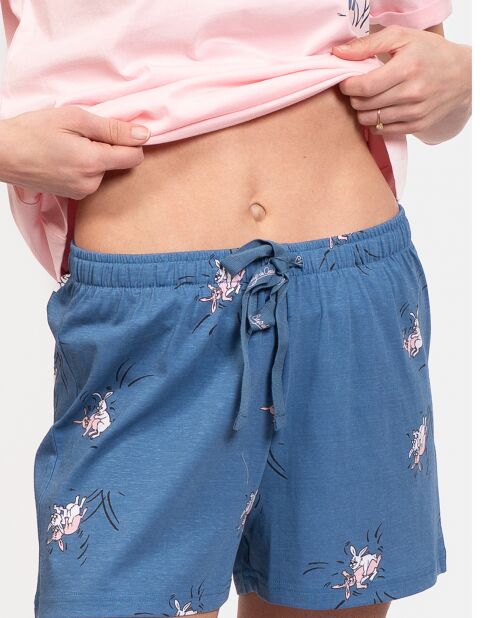 Pyjama court Laurine rose/jean