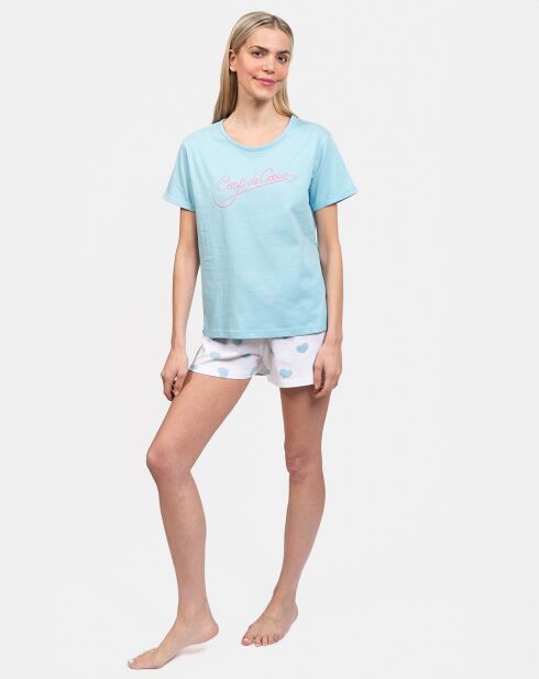 Pyjama court Laurie bleu lagon