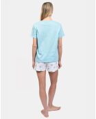 Pyjama court Laurie bleu lagon