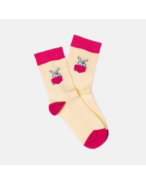 Chaussettes Cassandre jaune/rose
