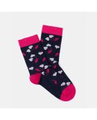 Chaussettes Judith bleu marine/rose