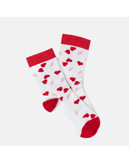 Chaussettes Judith blanc/rouge