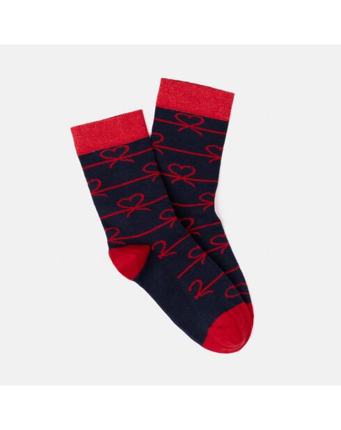 Chaussettes Juliette bleu marine/rouge