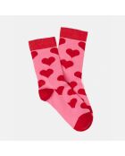 Chaussettes Maria rose/rouge