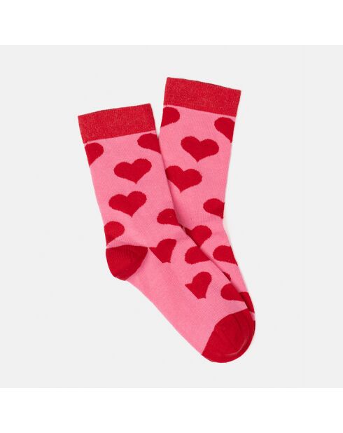 Chaussettes Maria rose/rouge