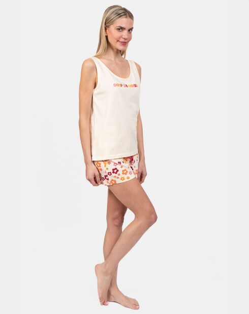 Pyjama court Laure jaune