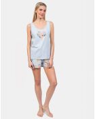 Pyjama court Laura bleu ciel