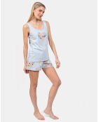 Pyjama court Laura bleu ciel