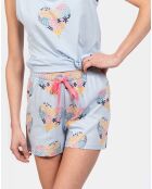 Pyjama court Laura bleu ciel