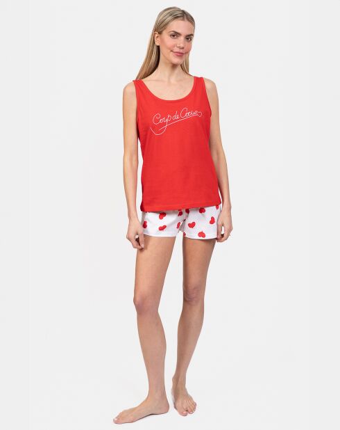 Pyjama court Chléo rouge/blanc