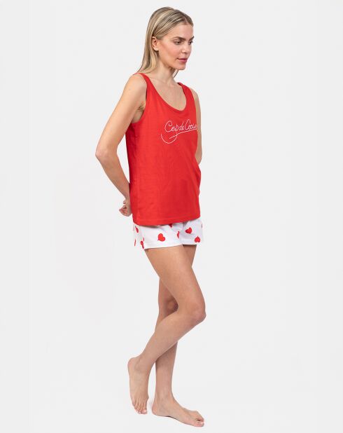 Pyjama court Chléo rouge/blanc