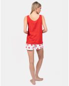 Pyjama court Chléo rouge/blanc