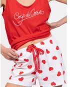 Pyjama court Chléo rouge/blanc