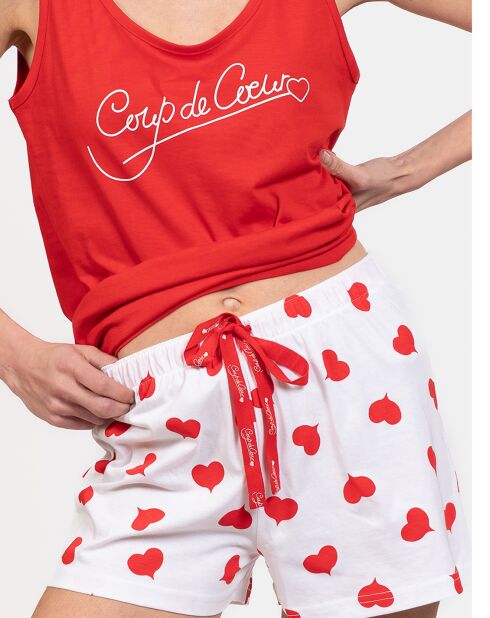 Pyjama court Chléo rouge/blanc