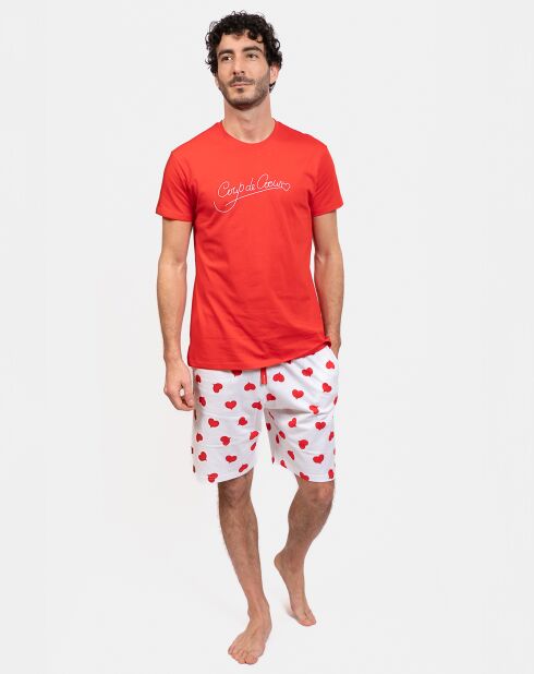Pyjama court David rouge/blanc