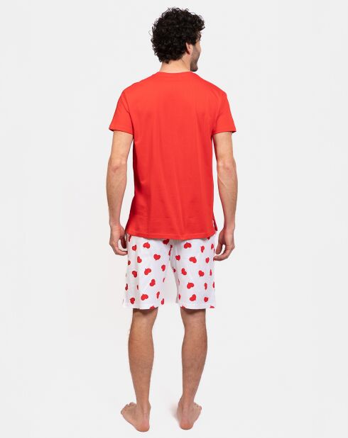Pyjama court David rouge/blanc