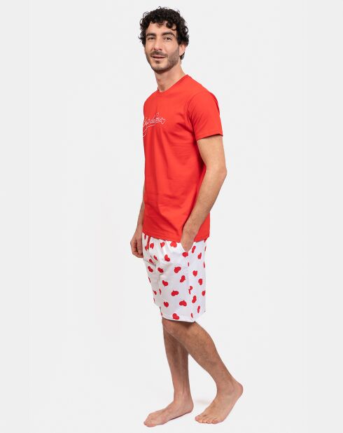 Pyjama court David rouge/blanc
