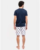 Pyjama court David bleu marine/blanc