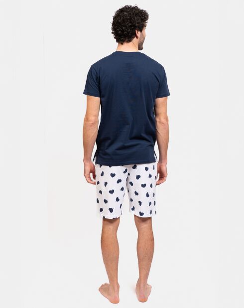 Pyjama court David bleu marine/blanc