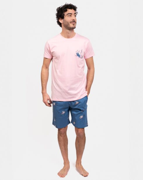 Pyjama court Justin rose/jean
