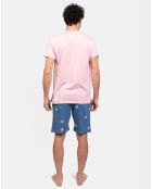Pyjama court Justin rose/jean