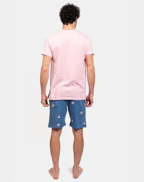 Pyjama court Justin rose/jean