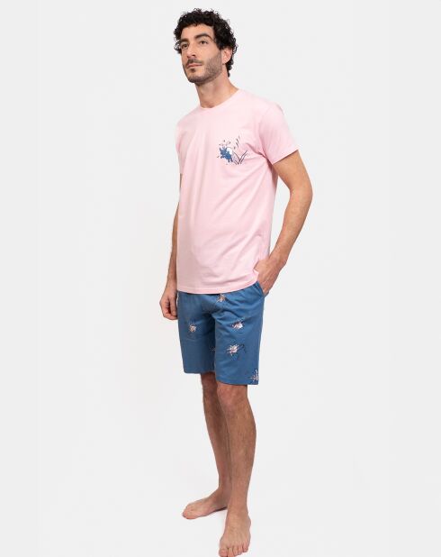 Pyjama court Justin rose/jean