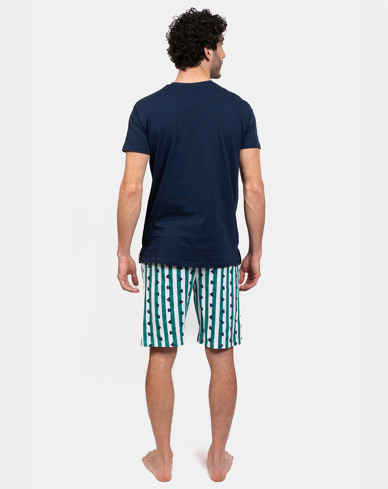 Pyjama court Jules bleu/vert
