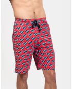 Pyjama court Julien bleu/rouge