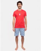 Pyjama court Junior rouge/bleu ciel