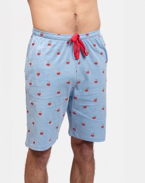 Pyjama court Junior rouge/bleu ciel