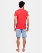 Pyjama court Junior rouge/bleu ciel