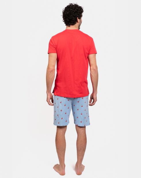 Pyjama court Junior rouge/bleu ciel