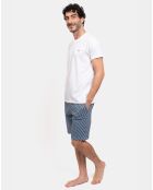 Pyjama court Chris blanc/bleu