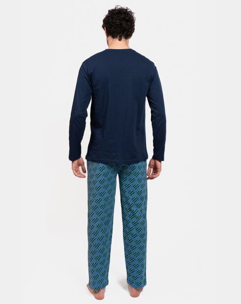 Pyjama long Roméo bleu/vert