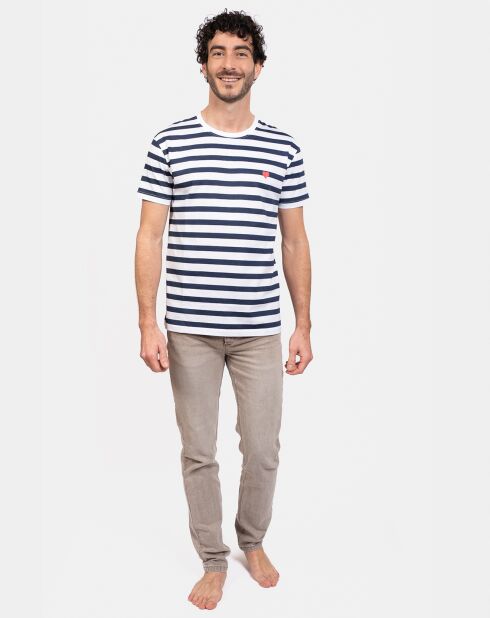 Haut de pyjama Théo bleu marine/beige