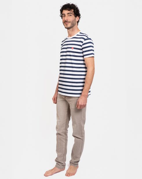 Haut de pyjama Théo bleu marine/beige