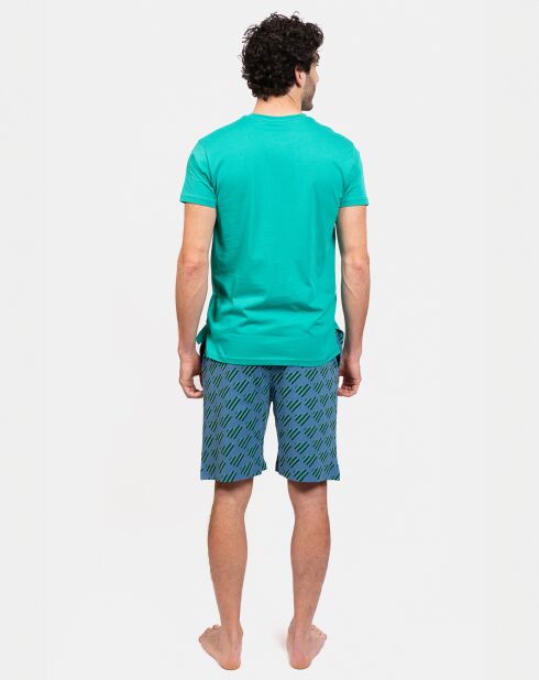Pyjama court Julien vert/bleu