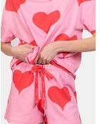 Pyjama court Lou rose/rouge