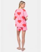Pyjama court Lou rose/rouge
